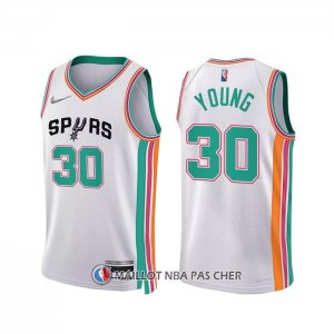 Maillot San Antonio Spurs Thaddeus Young NO 30 Ville 2021-22 Blanc