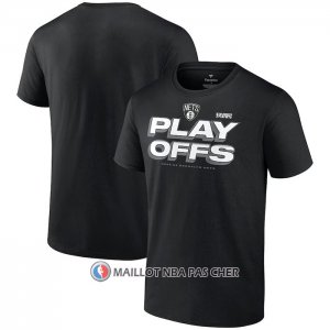 Maillot Manche Courte Brooklyn Nets 2023 NBA Playoffs Noir