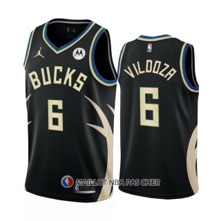 Maillot Milwaukee Bucks Luca Vildoza NO 6 Statement 2022-23 Noir
