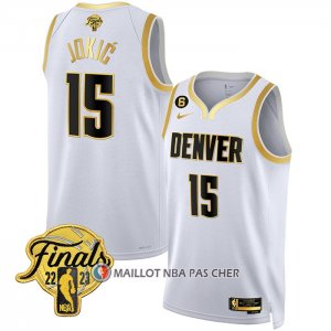 Maillot Denver Nuggets Nikola Jokic NO 15 Ville 2023 nba finals Blanc