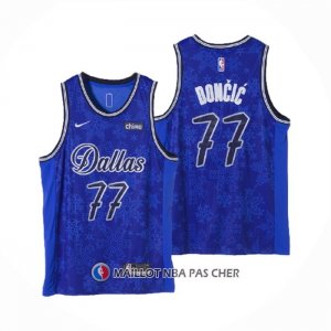 Maillot Dallas Mavericks Luka Doncic NO 77 Fashion Royalty Bleu