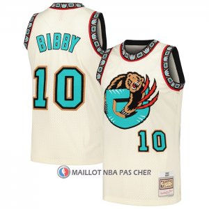 Maillot Memphis Grizzlies Mike Bibby NO 10 Mitchell & Ness Chainstitch Creme