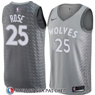 Maillot Minnesota Timberwolves Derrick Rose No 25 Ciudad 2018 Gris