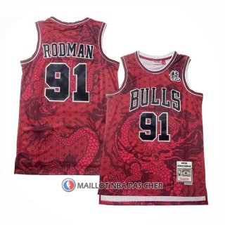 Maillot Chicago Bulls Dennis Rodman NO 91 Asian Heritage Throwback 1997-98 Rouge