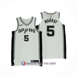 Maillot San Antonio Spurs Dejounte Murray NO 5 Association Authentique Blanc