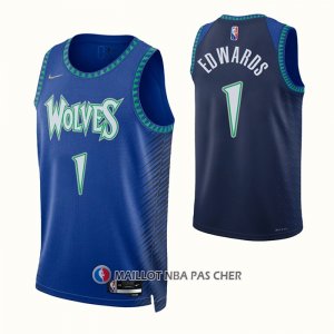 Maillot Minnesota Timberwolves Anthony Edwards NO 1 Ville 2021-22 Bleu