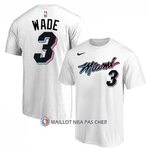 Maillot Manche Courte Miami Heat Dwyane Wade Ville 2020-21 Blanc