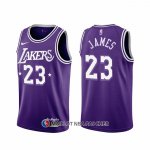 Maillot Los Angeles Lakers LeBron James NO 23 Ville 2021-22 Volet