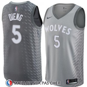 Maillot Minnesota Timberwolves Gorgui Dieng No 5 Ciudad 2018 Gris