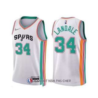 Maillot San Antonio Spurs Jock Landale NO 34 Ville 2021-22 Blanc
