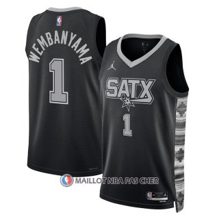 Maillot San Antonio Spurs Victor Wembanyama NO 1 Statement 2022-23 Noir
