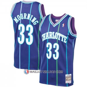 Maillot Charlotte Hornets Alonzo Mourning NO 33 Mitchell & Ness Volet