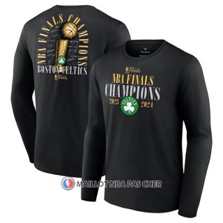 Maillot Manches Longues Boston Celtics 2024 NBA Finals Champions Signature Noir