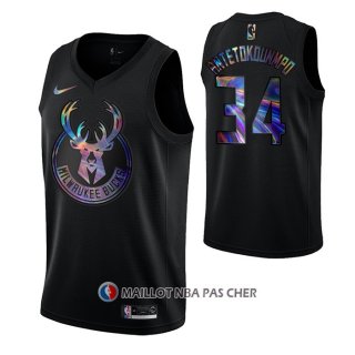 Maillot Milwaukee Bucks Giannis Antetokounmpo Iridescent Logo Noir