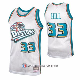 Maillot Detroit Pistons Grant Hill NO 33 Mitchell & Ness 1998-99 Blanc