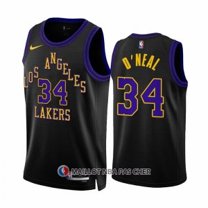 Maillot Los Angeles Lakers Shaquille O'neal NO 34 Ville 2023-24 Noir