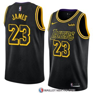 Maillot Los Angeles Lakers Lebron James 23 Ciudad 2017-18 Noir