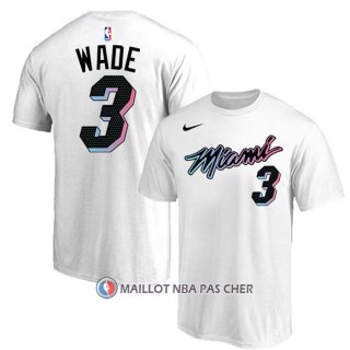 Maillot Manche Courte Miami Heat Dwyane Wade Ville 2020-21 Blanc