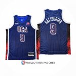 Maillot USA 2024 Tyrese Haliburton NO 9 Jeux Olympiques Bleu