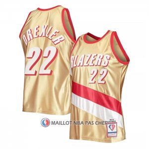 Maillot Portland Trail Blazers Clyde Drexler Mitchell & Ness 1991-92 Or