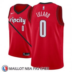 Maillot Portland Trail Blazers Damian Lillard No 0 Earned 2018-19 Rouge