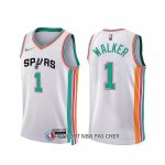 Maillot San Antonio Spurs Lonnie Walker NO 1 Ville 2021-22 Blanc