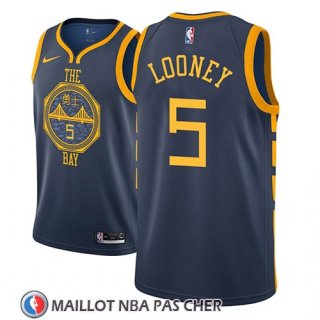 Maillot Golden State Warriors Kevon Looney No 5 Ciudad 2018-19 Bleu