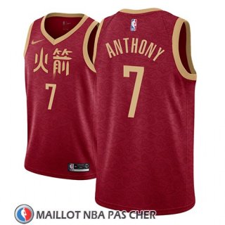 Maillot Houston Rockets Carmelo Anthony No 7 Ciudad 2018-19 Rouge