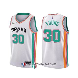 Maillot San Antonio Spurs Thaddeus Young NO 30 Ville 2021-22 Blanc