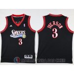 Maillot Enfant Philadelphia 76ers Iverson #3 Noir  Maillot Enfant Philadelphia 76ers Iverson #3 Noir