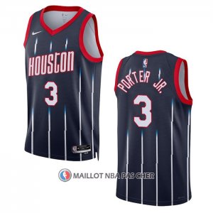 Maillot Houston Rockets Kevin Porter JR. NO 3 Ville 2022-23 Noir