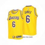 Maillot Enfant Los Angeles Lakers LeBron James NO 6 Icon 2022-23 Jaune