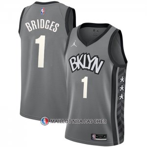 Maillot Brooklyn Nets Mikal Bridges NO 1 Statement Gris  Maillot Brooklyn Nets Mikal Bridges NO 1 Statement Gris
