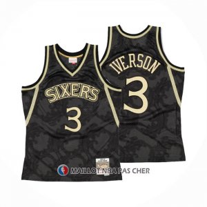 Maillot Philadelphia 76ers Allen Iverson NO 3 Mitchel & Ness 1996-97 Noir