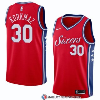 Maillot Philadelphia 76ers Furkan Korkmaz Statement 2018 Rouge
