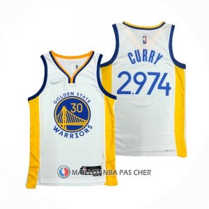 Maillot Golden State Warriors Stephen Curry 2974th 3 Points Blanc