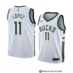 Maillot Milwaukee Bucks Brook Lopez Association 2018 Blanc