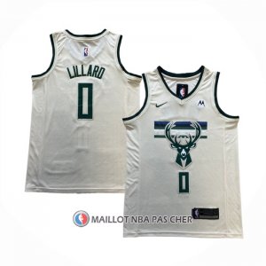 Maillot Milwaukee Bucks Damian Lillard NO 0 Ville 2018-19 Creme