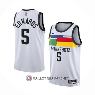Maillot Minnesota Timberwolves Anthony Edwards NO 5 Ville 2022-23 Blanc