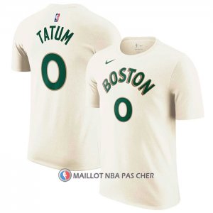 Maillot Manche Courte Boston Celtics Jayson Tatum Ville 2023-24 Creme