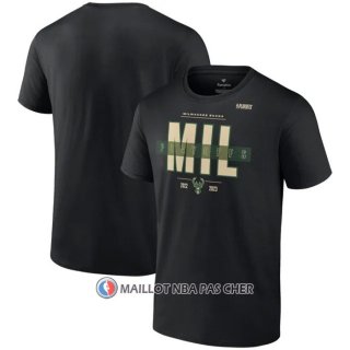 Maillot Manche Courte Milwaukee Bucks 2023 NBA Playoffs Jump Ball Noir