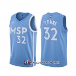 Maillot Minnesota Timberwolves Karl-anthony Towns Ville 2019-20 Bleu