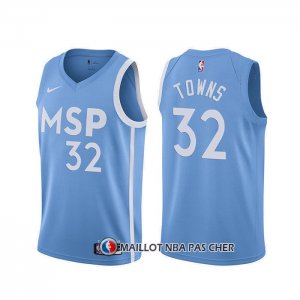 Maillot Minnesota Timberwolves Karl-anthony Towns Ville 2019-20 Bleu