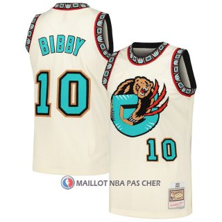 Maillot Memphis Grizzlies Mike Bibby NO 10 Mitchell & Ness Chainstitch Creme