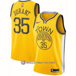 Maillot Golden State Warriors Kevin Durant NO 35 Earned Jaune