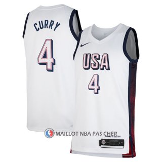 Maillot USA 2024 Stephen Curry NO 4 Blanc