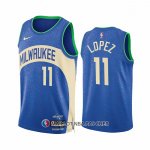 Maillot Milwaukee Bucks Brook Lopez NO 11 Ville 2023-24 Bleu