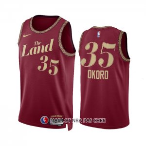 Maillot Cleveland Cavaliers Isaac Okoro NO 35 Ville 2023-24 Rouge