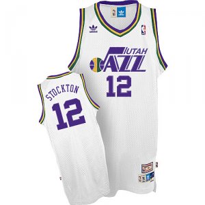 Maillot retro de Stockton Utah Jazz #12 Blanc