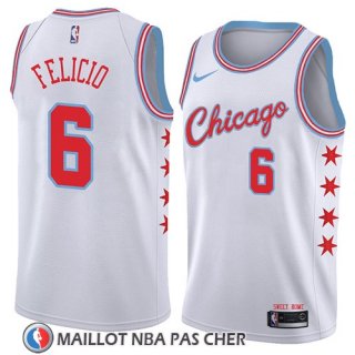 Maillot Chicago Bulls Cristiano Felicio No 6 Ciudad 2018 Blanc